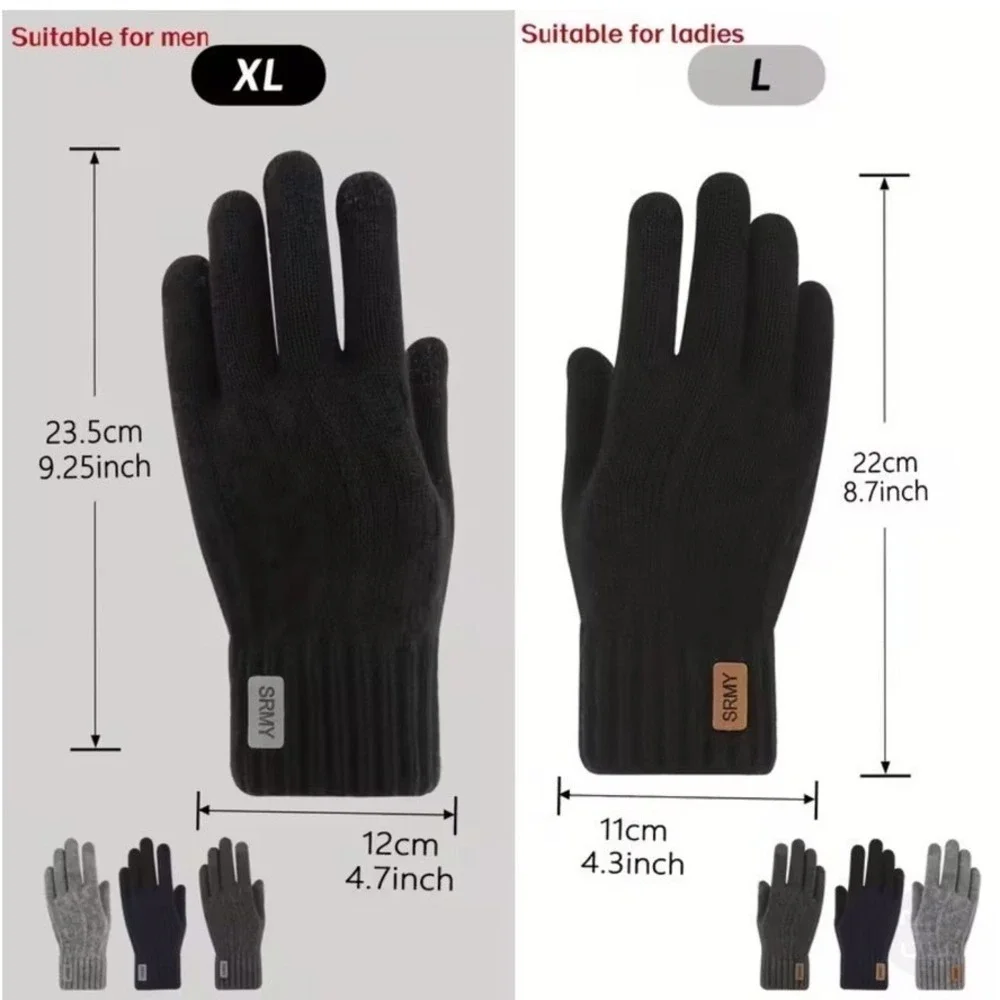 Unisex Alpaca Velvet Blend Winter Thermal Driving Gloves Blue Touchscreen LARGE
